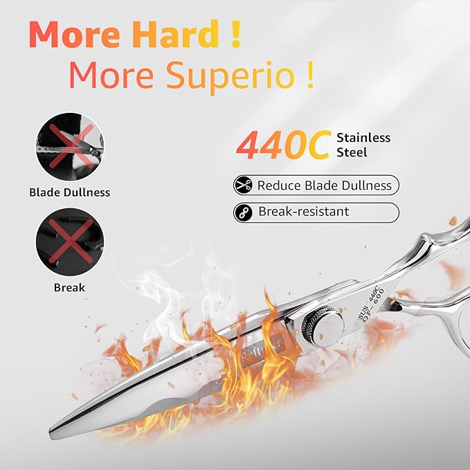 Reftpaer Professional Hair Cutting Shears -SUS440C Stainless Steel Barber Scissors with Ergonomic Handle,Ultra Sharp Blades for Salon (Modern, 6.0)