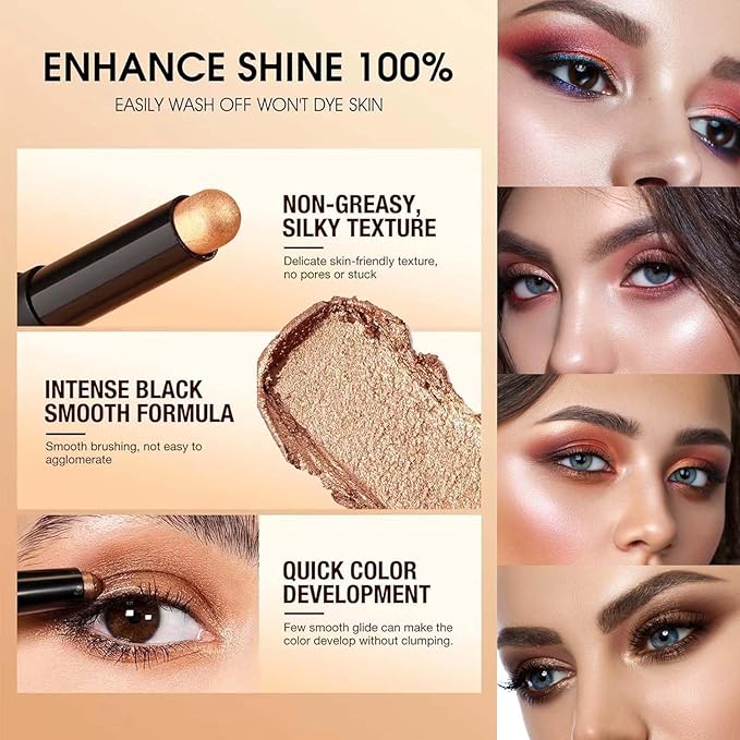 Mefyhtune Mauve Taupe Eyeshadow Stick, Cream Smooth Shimmer Single Eyeshadow Pencil, High Pigmented Eye Shadow Brightener Stick, Hypoallergenic Waterproof Long Lasting Eye Highlighter Stick(10#)