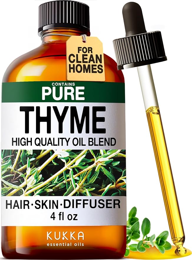 100% Pure Thyme Oil - 4 Fl Oz Thyme Essential Oil for Hair, Skin, Diffuser, Aromatherapy & DIY Soap Making Scent