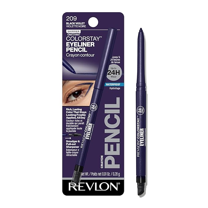 REVLON ColorStay Pencil Waterproof Eyeliner, 209 Black Violet, 0.01 oz
