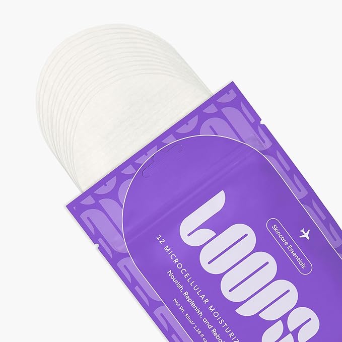 LOOPS MicroCellular Moisturizer - Korean Skincare Pads for Travel, 12