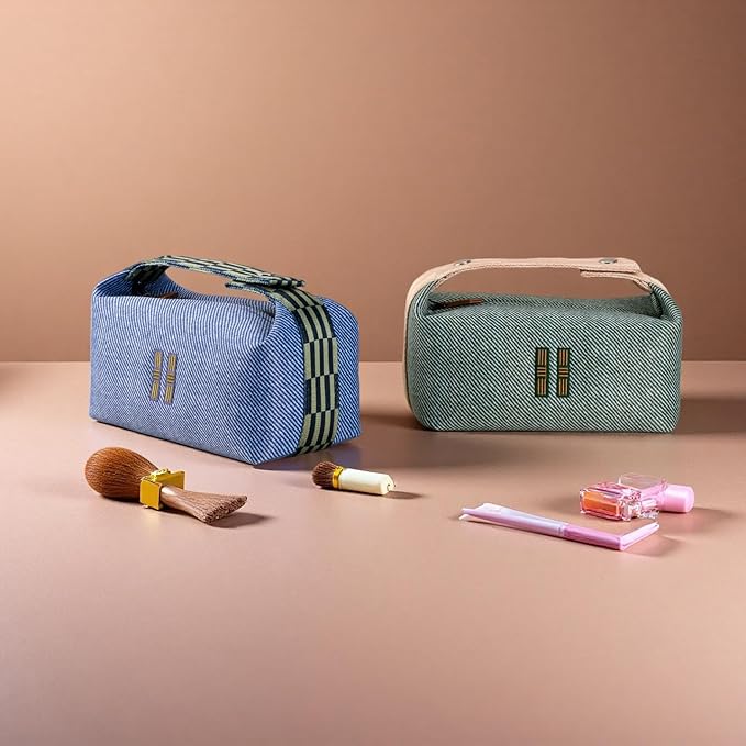 Sluxa NEW Makeup Bag - Her Inspired, Stylish, Lightweight, and Practical,Luxury Craft Travel Toiletry Bag for Daily Use & Travel Essentials, Easy Carry & Neat Storage(Grass green)