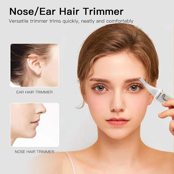 XOOMRSCP Nose Hair Trimmers for Women Men，Rechargeable Hair Trimmer 2 in 1 Painless Multifunctional Ear and Nose Hair Trimmer with IPX7 Waterproof Dual Edge Blades (White)