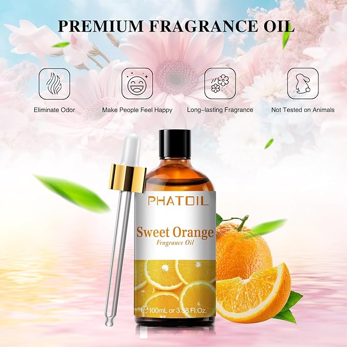 PHATOIL Sweet Orange Fragrance Oil for Diffuser Aromatherapy 3.38FL.OZ