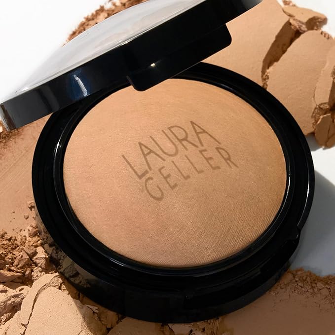 LAURA GELLER NEW YORK Baked Double Take Powder Foundation – Longwear Buildable Medium to Full Coverage – Matte Finish – Non-Caking Formula– Handmade in Italy – Mature & Sensitive Skin – Medium