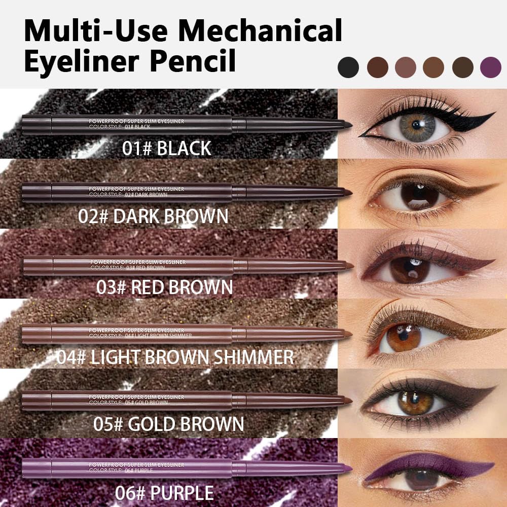 Kaely Dark Brown Gel Eyeliner Pencil, Smooth Eye Liner Waterproof Smudge Proof, Built in Sharpener, Long Lasting Eye Makeup, Vegan & Cruelty-Free, 02