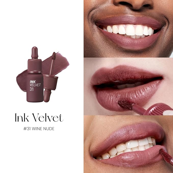 Peripera Ink The Velvet Lip Tint | Highly Pigmented, Longwear & Weightless Lip Tint | Smudge-Proof, Buildable Color for Lips & Cheeks | K-Beauty Makeup, Safe for Sensitive Lips (031 WINE NUDE)