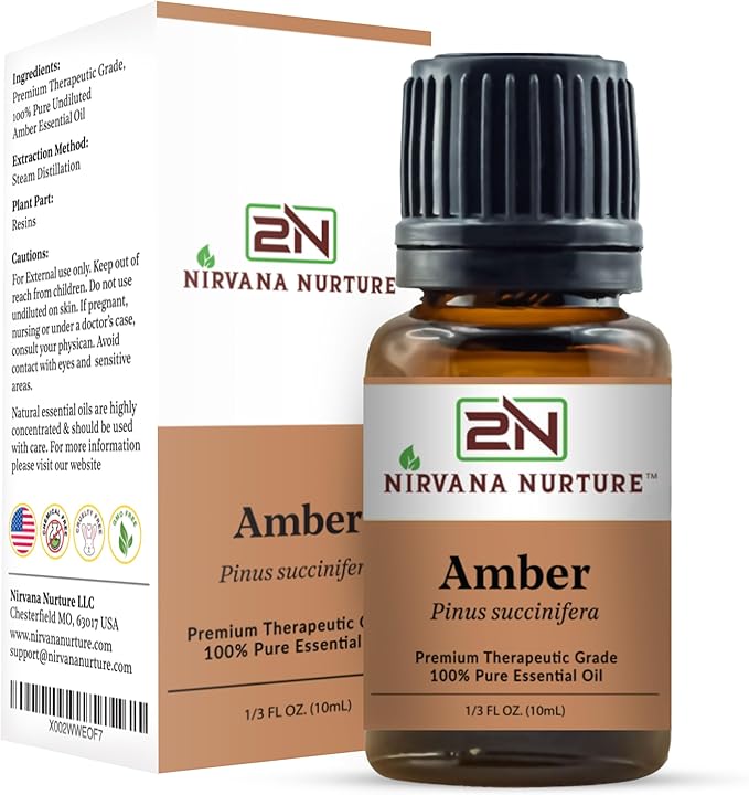 Nirvana Nurture Amber Essential Oil,100% Pure Undiluted, Aromatherapy Oil for Diffuser, Hair & Skin Care