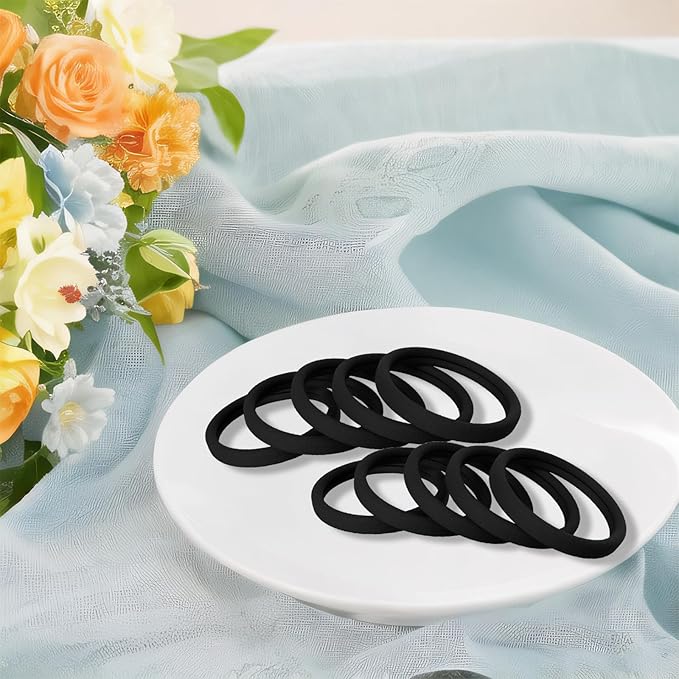 Elastic Hair Bands, 2 Inch Seamless No-Damage Hair Elastics，Cotton Ponytail Holders，Stretchable Hair Bands (Black-120pcs)