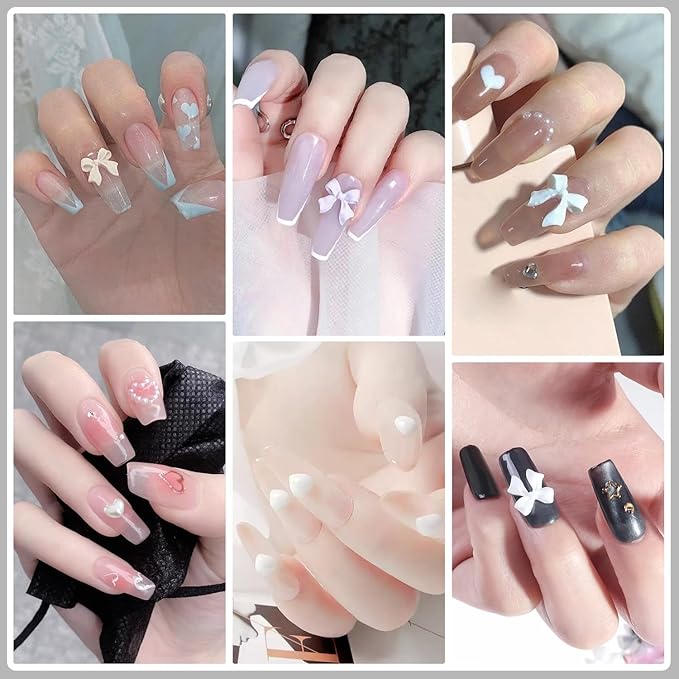 Artdone Nail Art Studs Glitter Kit, 12 grids 8 Colors 3D Charms and Pink Mix White Star Heart Moon Cute Nail Jewels for DIY Decoration