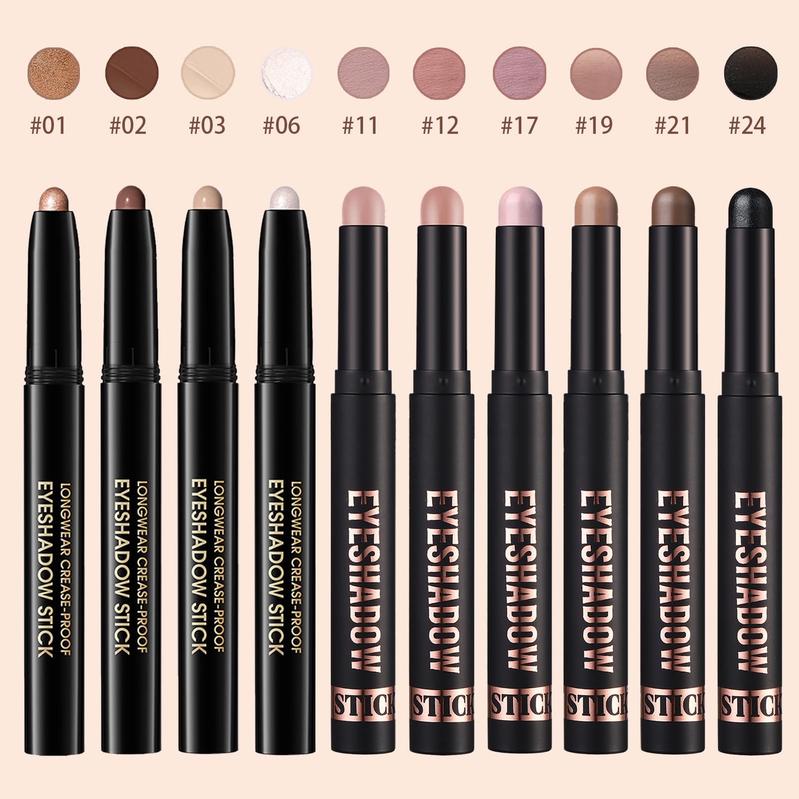 Euphily Matte Cream Eyeshadow Stick, Waterproof Eye Shadow Stick, Long-Lasting and Blendable High Pigmented Single Eyeliner Makeup for Women, 21 Gray Brown