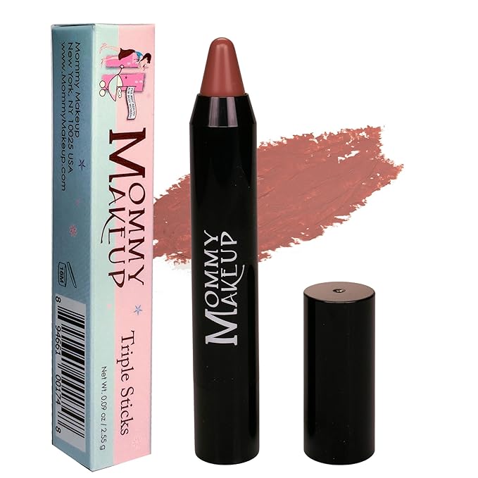 Mommy Makeup Triple Sticks Lipstick, Cream Blush & Treatment All-in-One