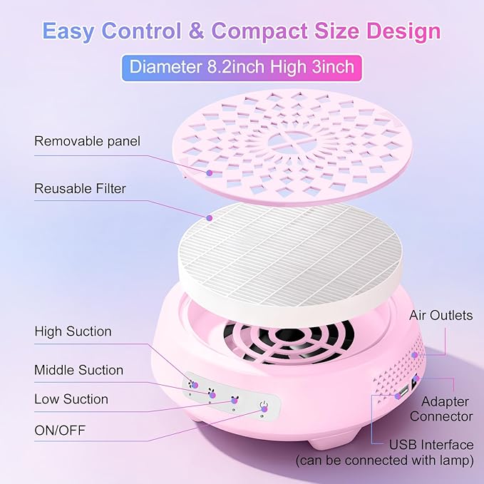 Professional Nail Dust Collector, Quiet Nail Vacuum Cleaner Machine