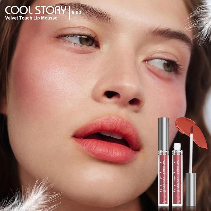 COOL STORY lip cream,Velvet Lip Mousse,Matte Lip Tint, natural daily Long-Lasting color, Waterproof,daily-office-party lip color (03#Nude Embrace)