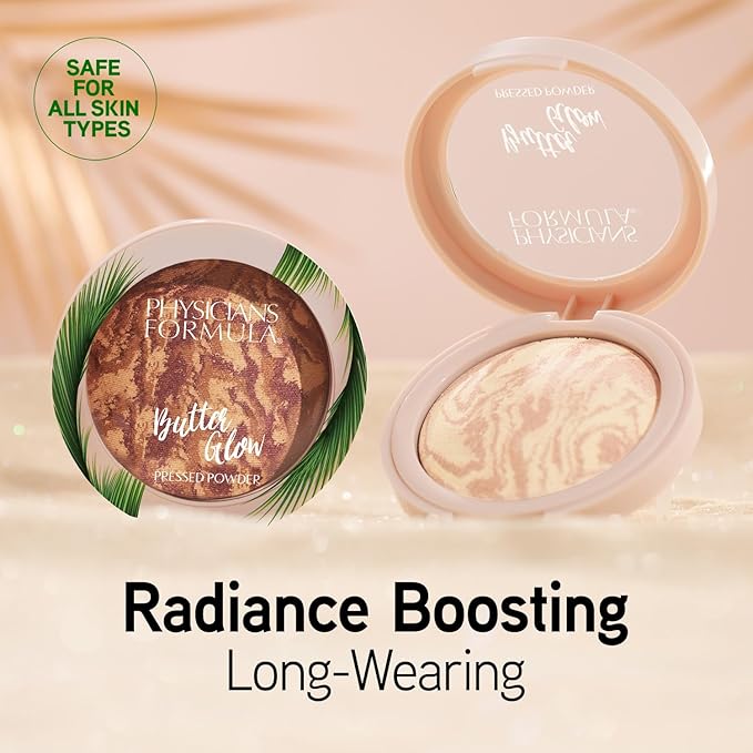 Physicians Formula Butter Glow Pressed Powder, Radiance-Boosting Face Powder with Murumuru Butter for Soft-Focus Finish – Natural Glow