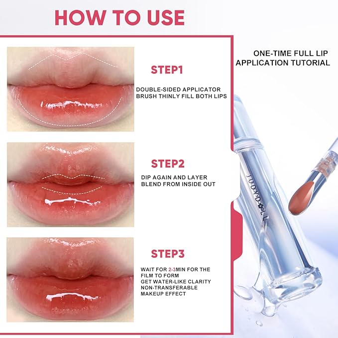 JUDYDOLL Ice Watery Lip Gloss, Moisturizing Liquid Lipstick with Hyaluronic Acid& Collagen, Non-sticky, No transfer Long-lasting Mirror Lip Glazes with Iron Applicator (#09 HAWTHORN COLD BREW)
