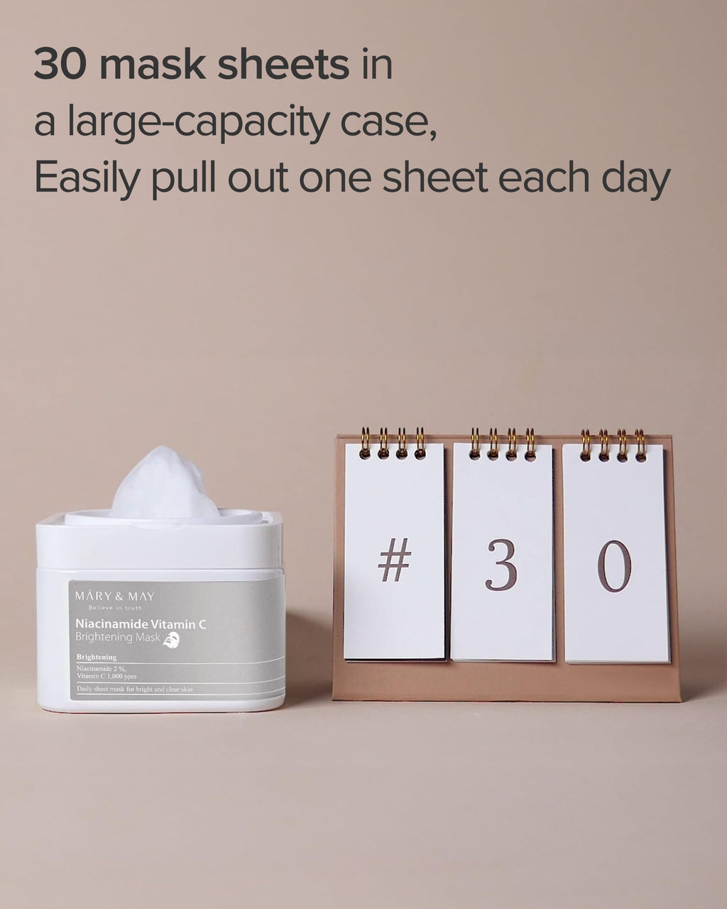 Mary&May Niacinamide + Vitamin C Daily Sheet Mask, 30 Sheets Pull-Out