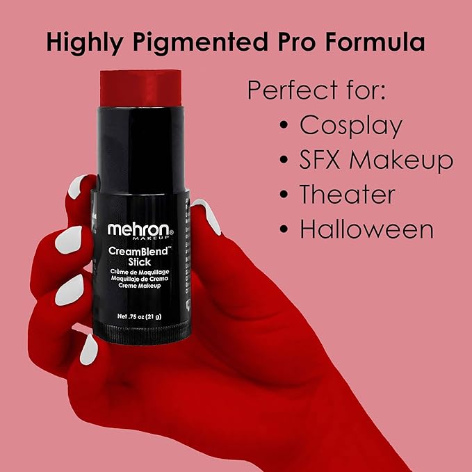 Mehron Makeup CreamBlend Stick - RED, Cream Face Paint