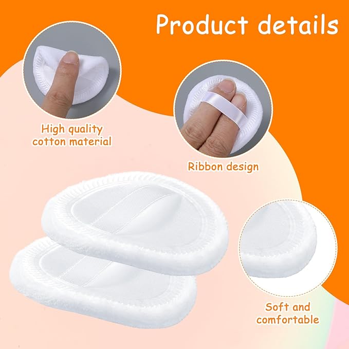 YBEATY 40PCS Cotton Makeup Puffs Pure Cotton Soft Washable Loose for Powders Foundation with Ribbon 2.36 Inch Round Makeup Dusting Powders Puff for Loose Body Wet Dry