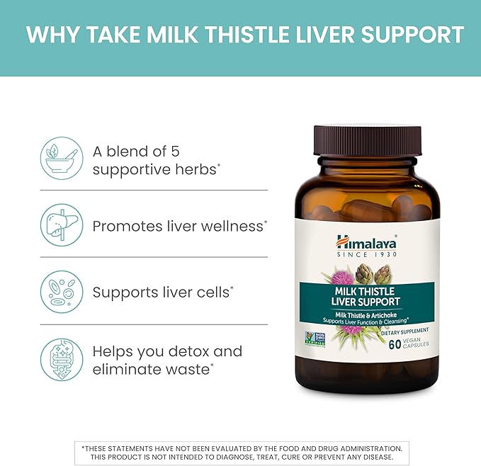 Himalaya Milk Thistle Liver Support Capsules, Liver Detox, 350 mg, 60 Count