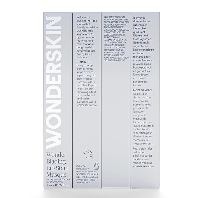 Wonderskin Lip Stain – Long Lasting, Waterproof, Lip Tint Peel Off Masque