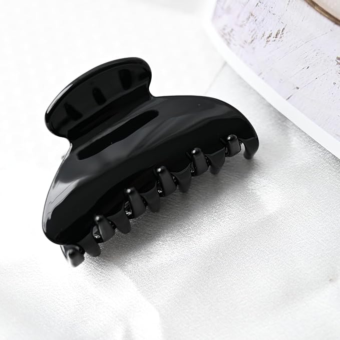Prettyou Handmade Celluloid Acetate French Design Barrettes Tortoise Shell Claws Hair Claw Luxury Fashion Accessories Hair Clip for Women (Classic black)