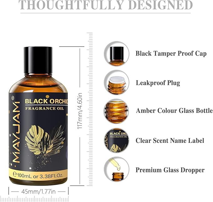 MAYJAM Black Orchid Fragrance Oil for Diffusers for Home, 100ML/3.38FL.OZ