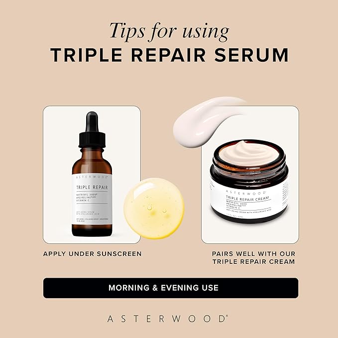 Asterwood Triple Repair Peptide Serum, Matrixyl 3000, Argireline & Vit. C