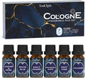 Soulorigin Cologne Fragrance Oils Set, Essential Oil for Diffuser, Men Scent Diffuser Oil, Use for Soap Candle Making, Cologne, Leather&Musk, Revive Blue, Sunlit Wander, Gentleman's Blend, Night Code
