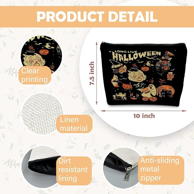 RYYCDOI Halloween Witch Makeup Bag, Halloween Gifts for Women, Witchy Gifts for Women, Witch Stuff, Long Live Halloween Makeup Pouch