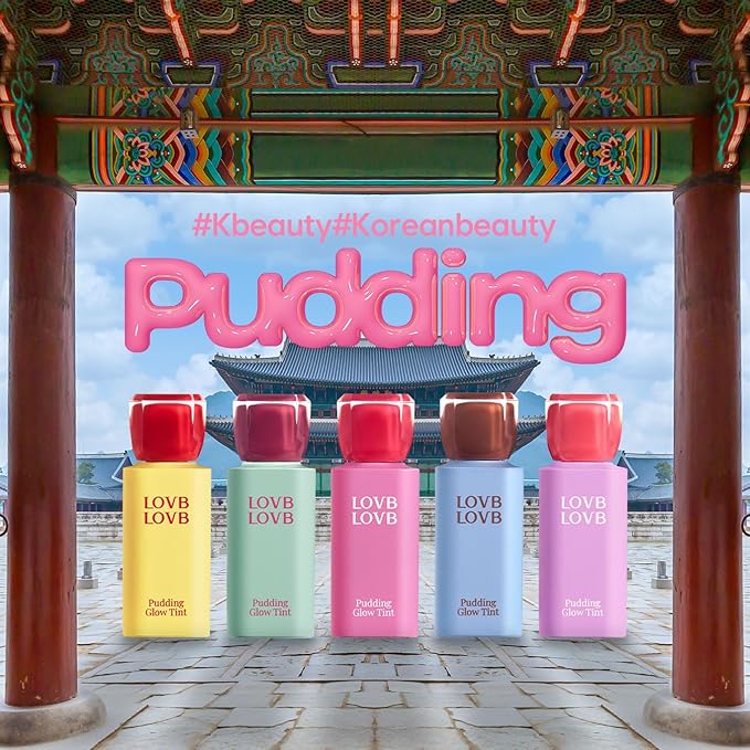 LOVB LOVB Pudding Glow Korean Lip Tint | Natural Lip Stain | Gloss to Stain | Long-Lasting & Non-Sticky | Lightweight Lip Tint | 0.14 oz. (01 RED BERRY)
