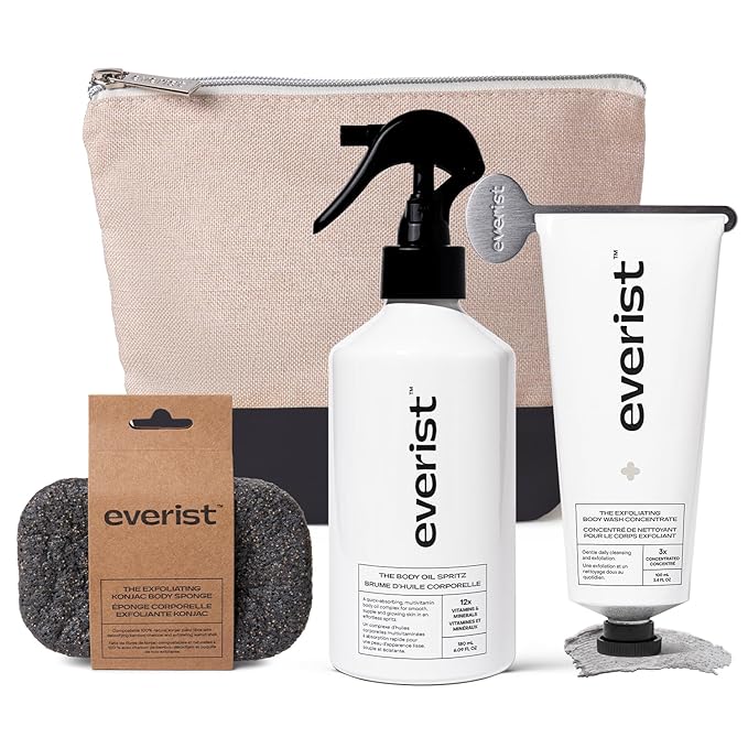 Everist Silky Skin Ritual Set | Exfoliating Wash + Body Oil Spritz