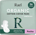 Rael Organic Cotton Cover Sanitary Pads for Women, Light (Petite, 56 Ct)