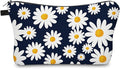 Aiphamy Cute Travel Makeup Bag Cosmetic Bag Small Pouch Gift for Women (Daisy Dark Blue)