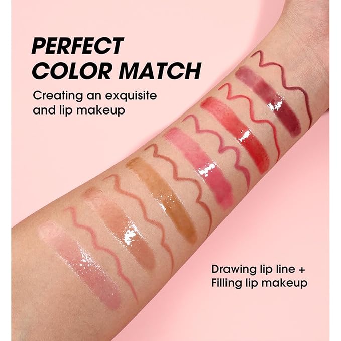 Hyesamyo Pink Lip Liner Waterproof Lip Kit With Lip Liner and Gloss Long Lasting Pluming Smudge proof Highly Pigmented Lip Liner Set with Lipgloss (09# Pink)