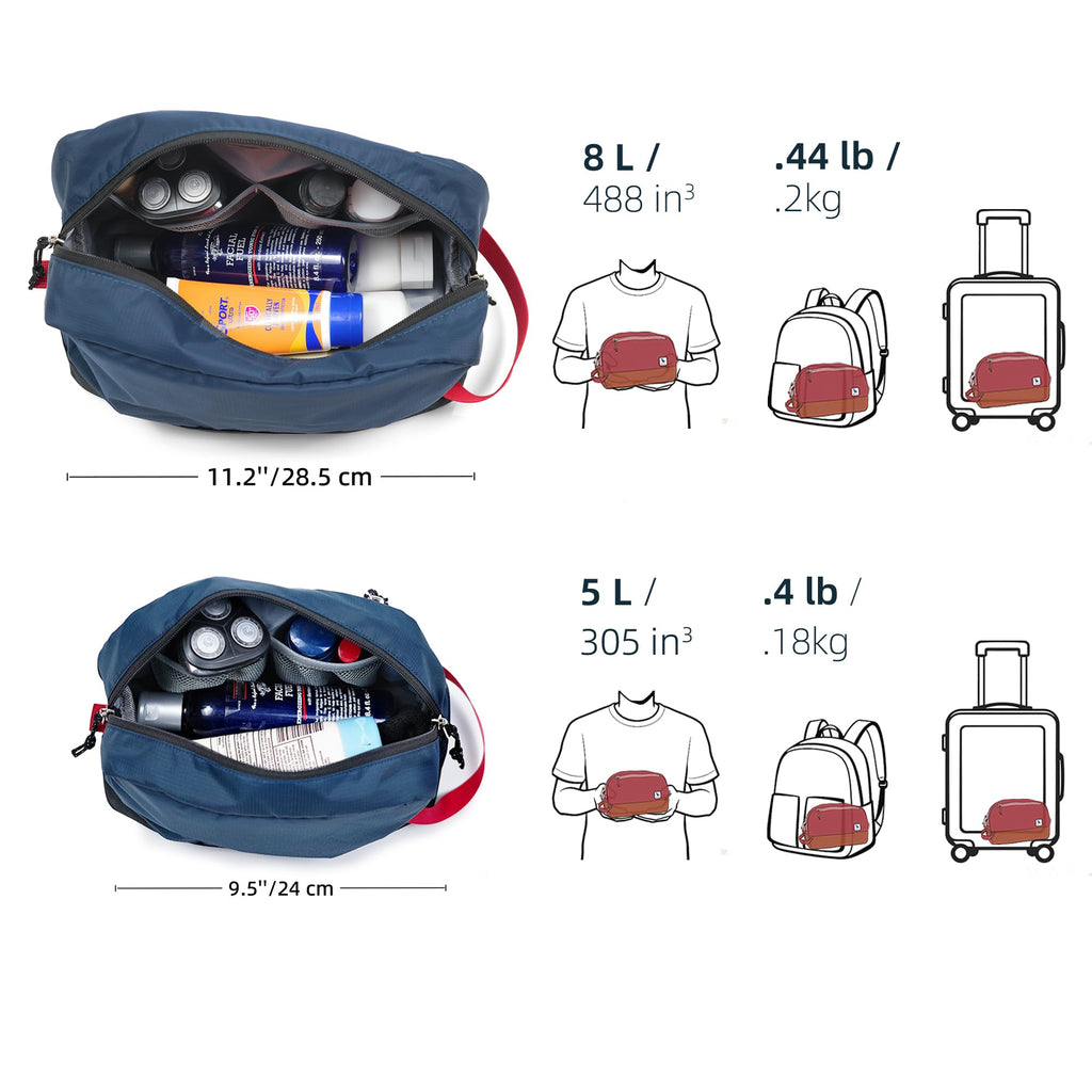 kalgoTeal Travel Toiletry Bag For Women, 8L Large Packing Cube with Waterproof TPU Wet/Dry Compartment