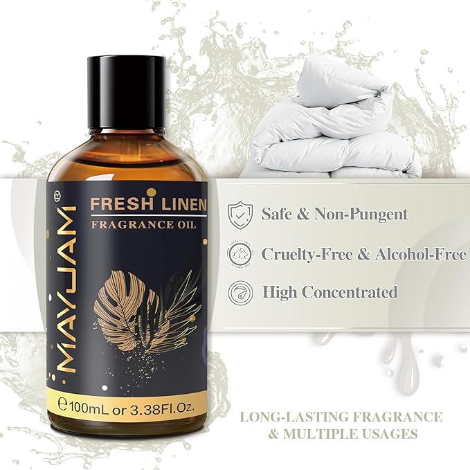 MAYJAM Fresh Linen Fragrance Oil for Diffusers for Home, 100ML/3.38FL.OZ
