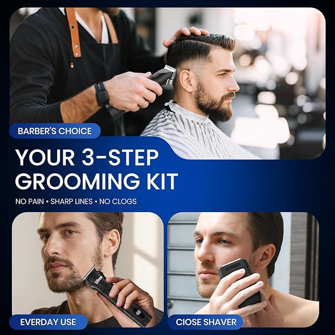 Ufree Hair Clippers for Men, Beard Trimmer, Foil Shaver 3-in-1 Grooming Kit