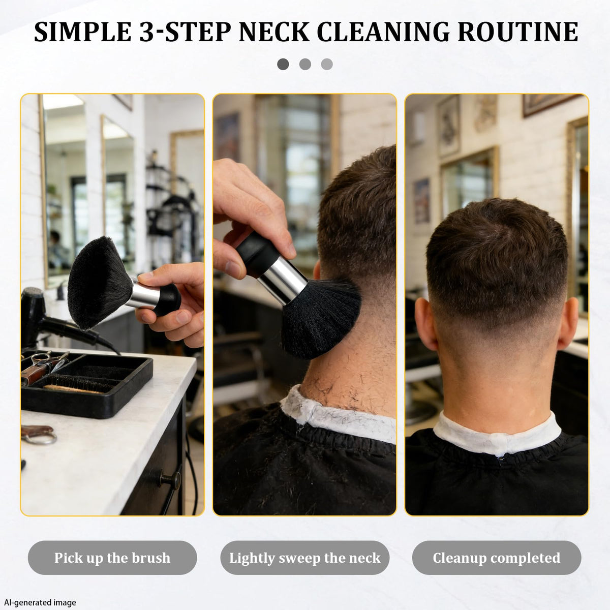 Barber Brush Set, 2 Piece Hair Cutting Brush Kit with Soft Neck Duster and Clipper Cleaning Brush for Neckline, Face, Salon and Home