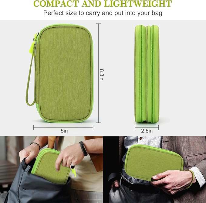 FYY Electronic Organizer, Travel Tech Pouch Bag, Medium, Green