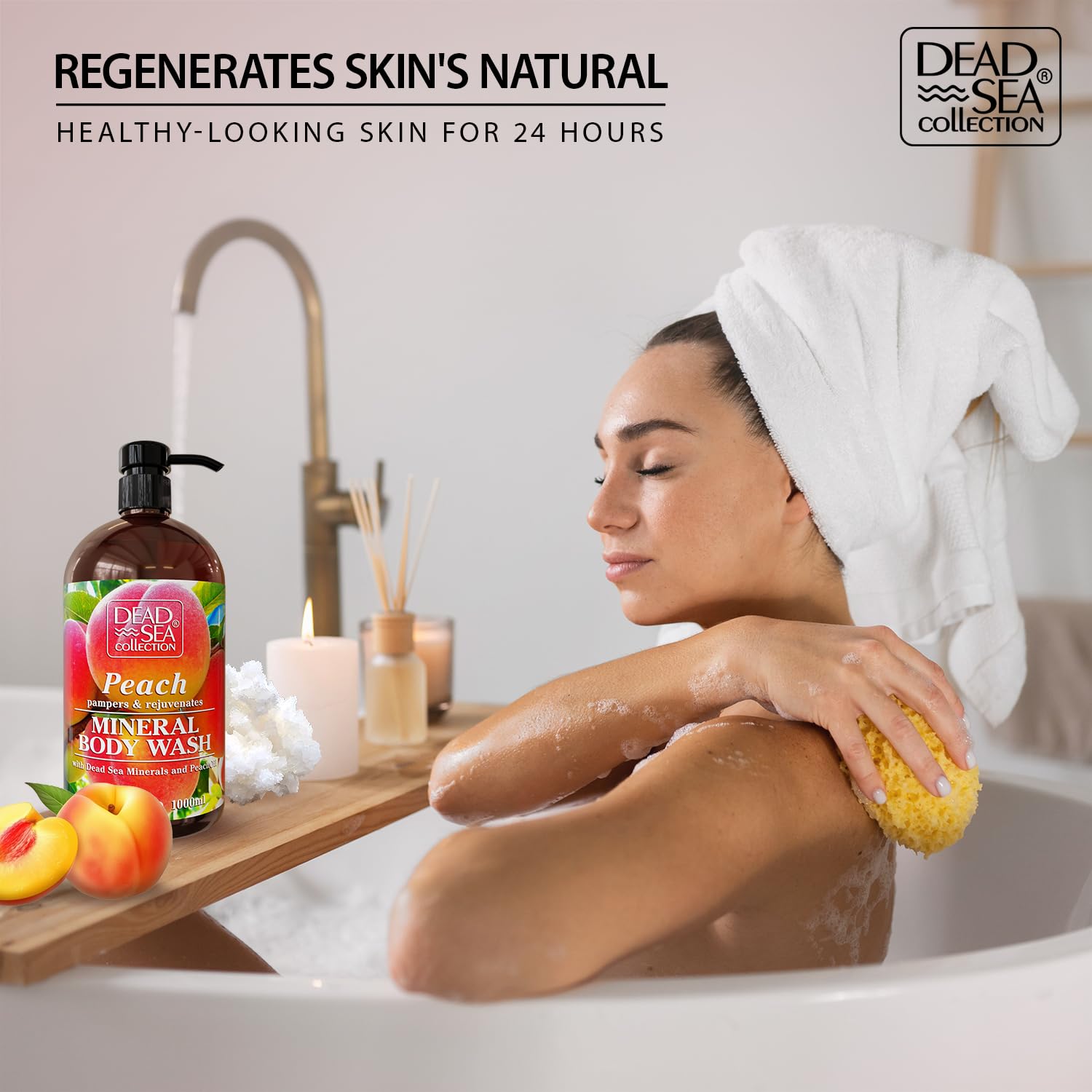 Dead Sea Collection Peach Body Wash for Women and Men - with Pure Dead Sea Minerals and Peach Extract - Cleanses and Moisturizes Skin - Pack of 2 (67.6 fl. oz)