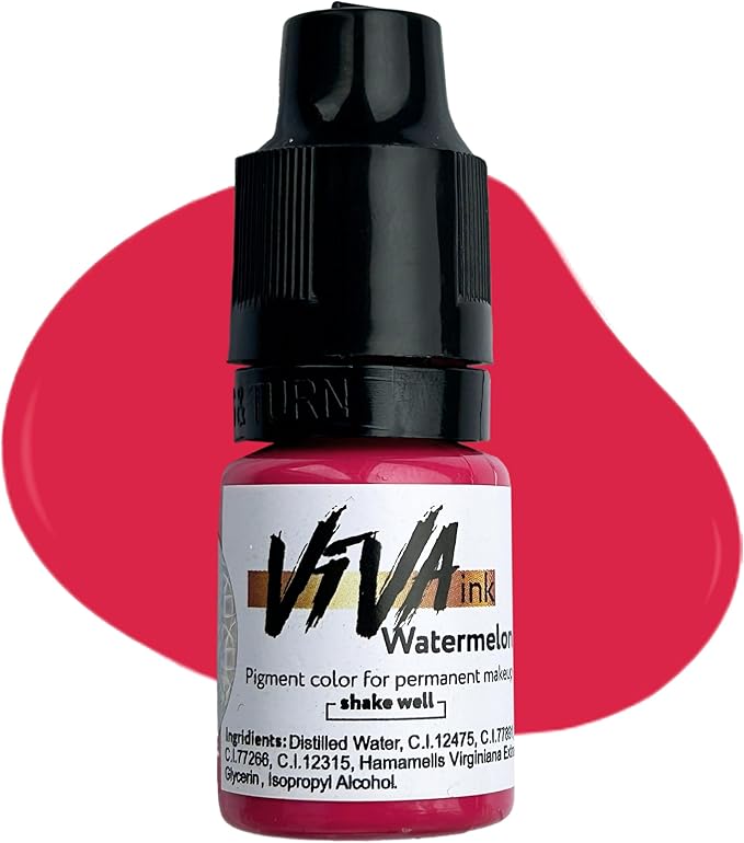 VIVA INK Lip Pigment – Watermelon – Permanent Lip Makeup – Microblading Ink for Durable and Colorful Lips – Long Lasting Color Lip Cosmetics (0.2 oz)