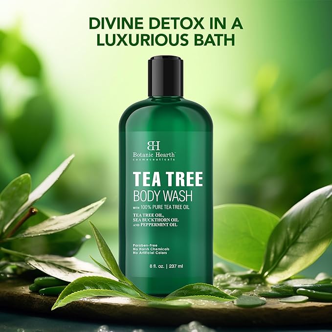 Botanic Hearth Tea Tree Body Wash – Refreshing Moisturizing Cleanser for Men & Women, Helps Soothe Skin, Sulfate & Paraben Free – 8 fl oz