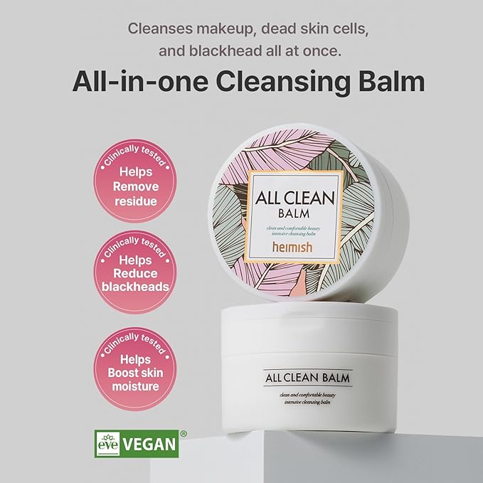 HEIMISH All Clean Balm, Cleansing Balm, Waterproof Eye Makeup Remover, Oil Cleanser, Face Wash, Double Facial Cleanse, Vegan, For All Skin Types, Korean Skincare, 4.0 fl oz / 120ml