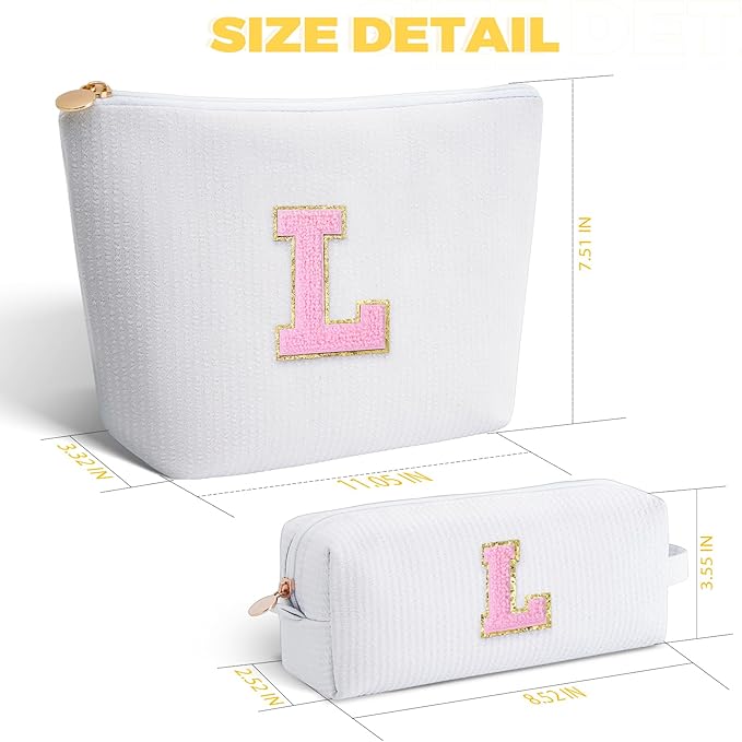 Btffitting Gifts for Teen Girls Women - Birthday Gifts for 10 11 12 13 14 15 16 17 18 Years Old Girl,Makeup Bag Cosmetic Bag,Teacher Gift Trendy Stuff Toiletry Bag - White,L