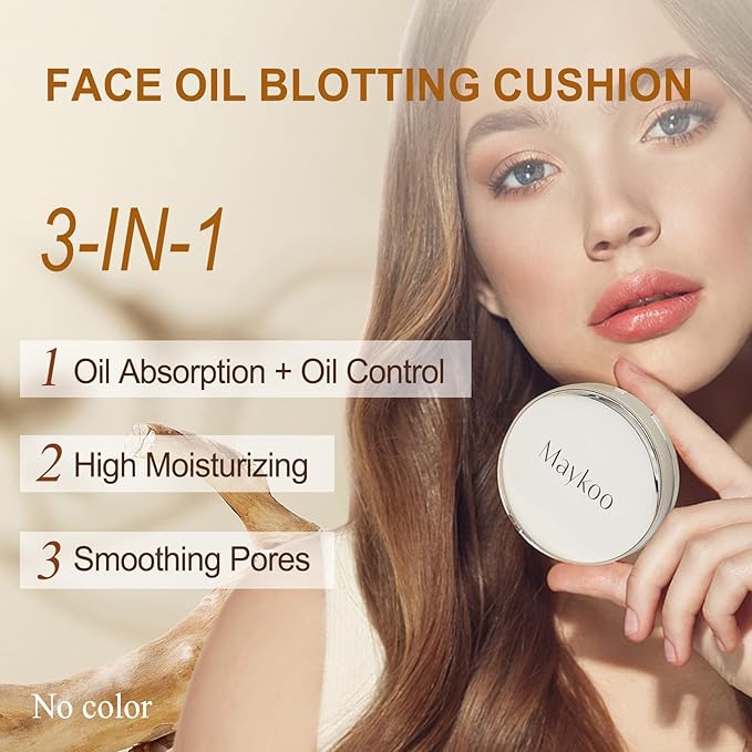 Face Oil Blotting Cushion Instead of Oil Blotting Paper Sheets for Oily Skin, Oil Absorbing Liquid Mattifying Cushion, Oil Control with Natural Tea Tree, Absorb Excess Oil for Makeup
