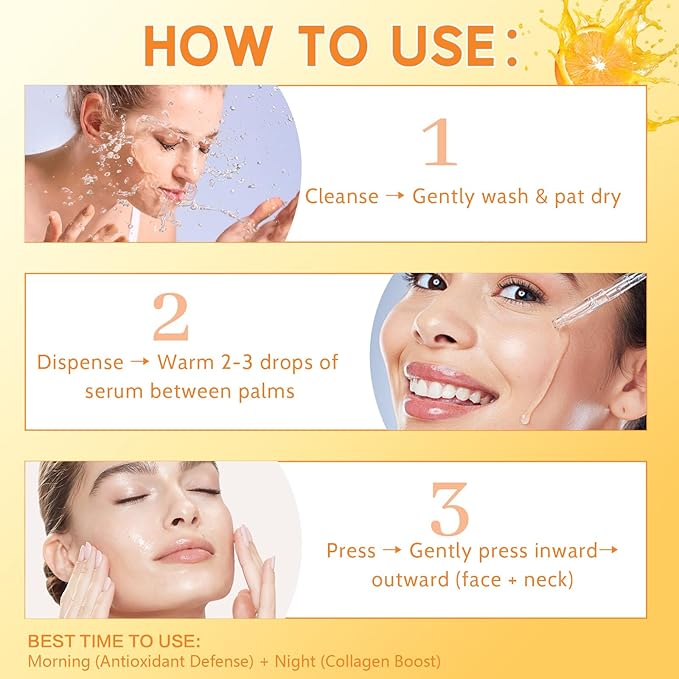 Premium 20% Vitamin C Serum for Face with Vitamin E, Sodium Hyaluronate - Boost Skin Collagen,Hydrate & Plump Skin, Anti Aging & Wrinkle Facial Serum (Scented)
