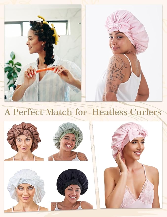 Adjustable Silk Bonnet Satin Curly Hair Wrap for Sleeping Women Anti Frizz