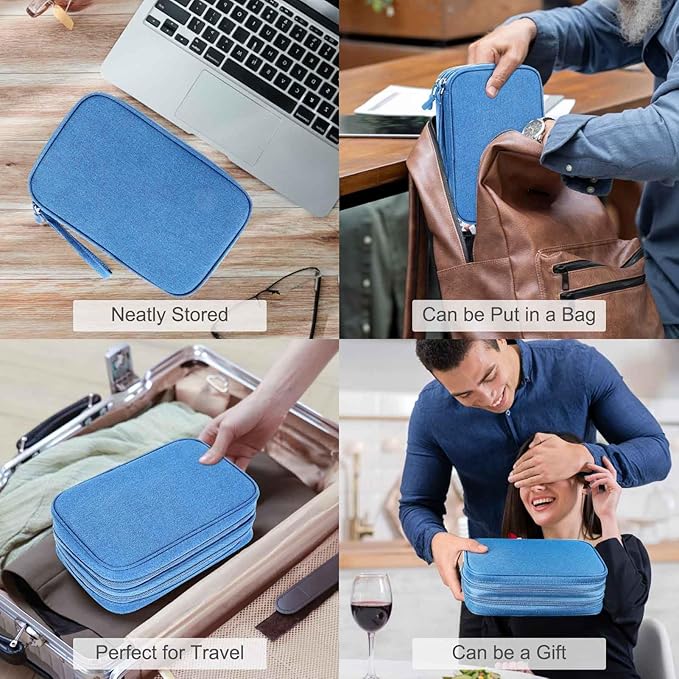 FYY Electronic Organizer, Travel Tech Pouch Bag, Large, Cyan