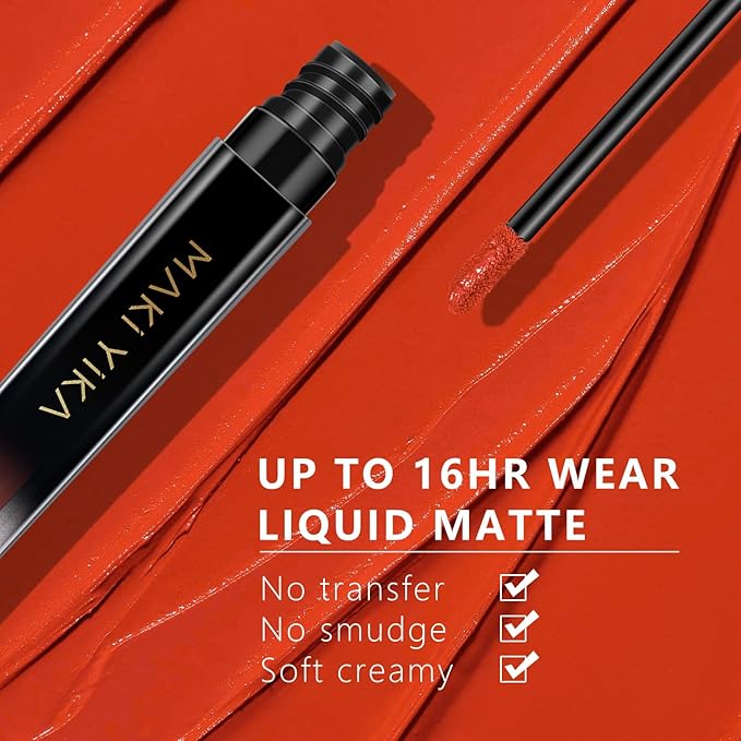 MAKI YIKA Orange Lipstick Matte Liquid for Women ColorStay Long Lasting Lipsticks